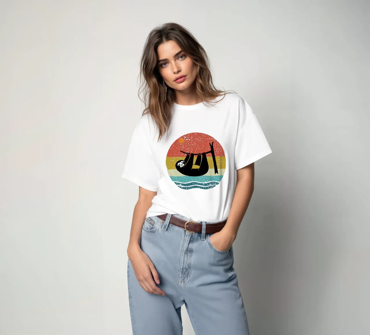 Sloth Shilouette retro design t-shirt da rivariahill