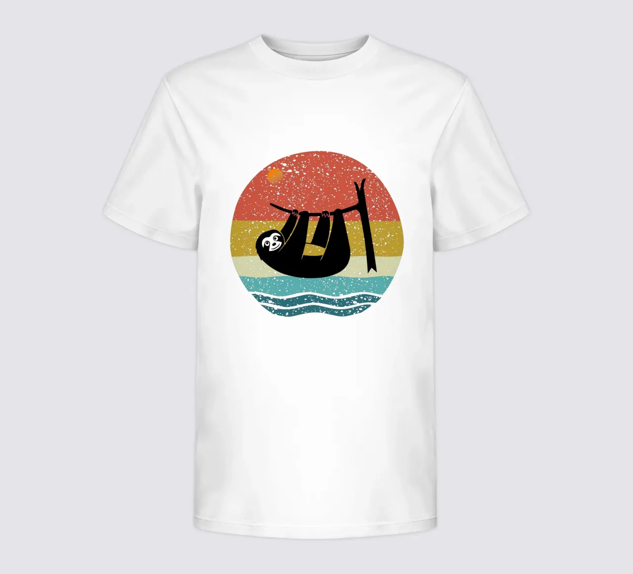 Faultier Shilouette im Retro-Design Kinder T-Shirt von rivariahill