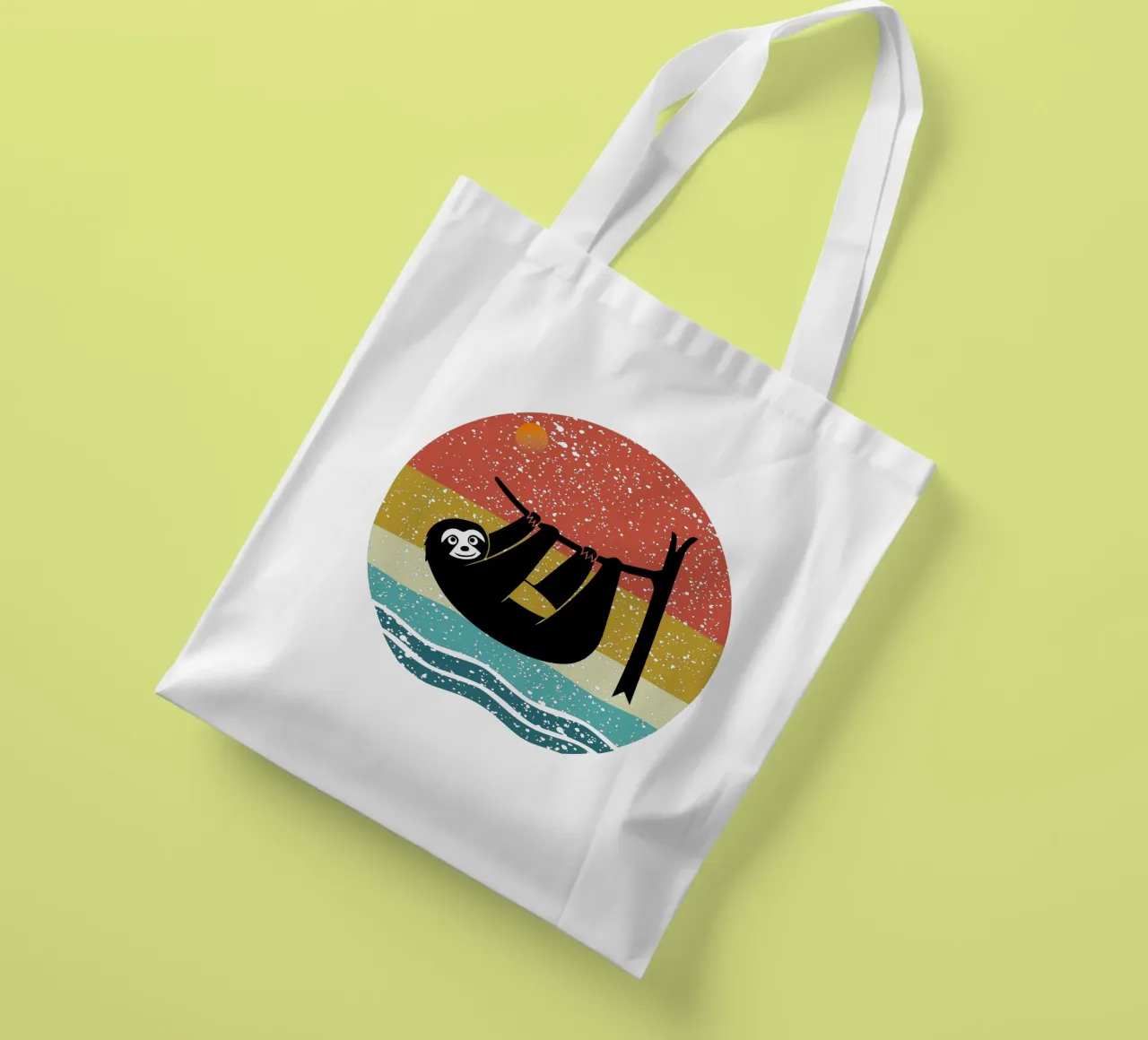Luiaard Shilouette retro ontwerp jute draagtas van rivariahill