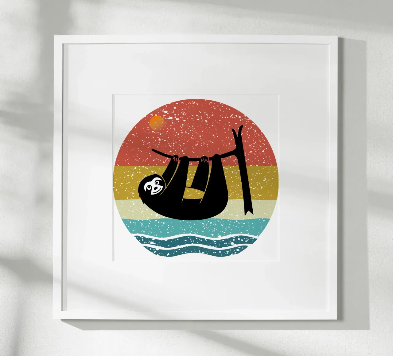Sloth Shilouette retro design carta hahnemühle da rivariahill