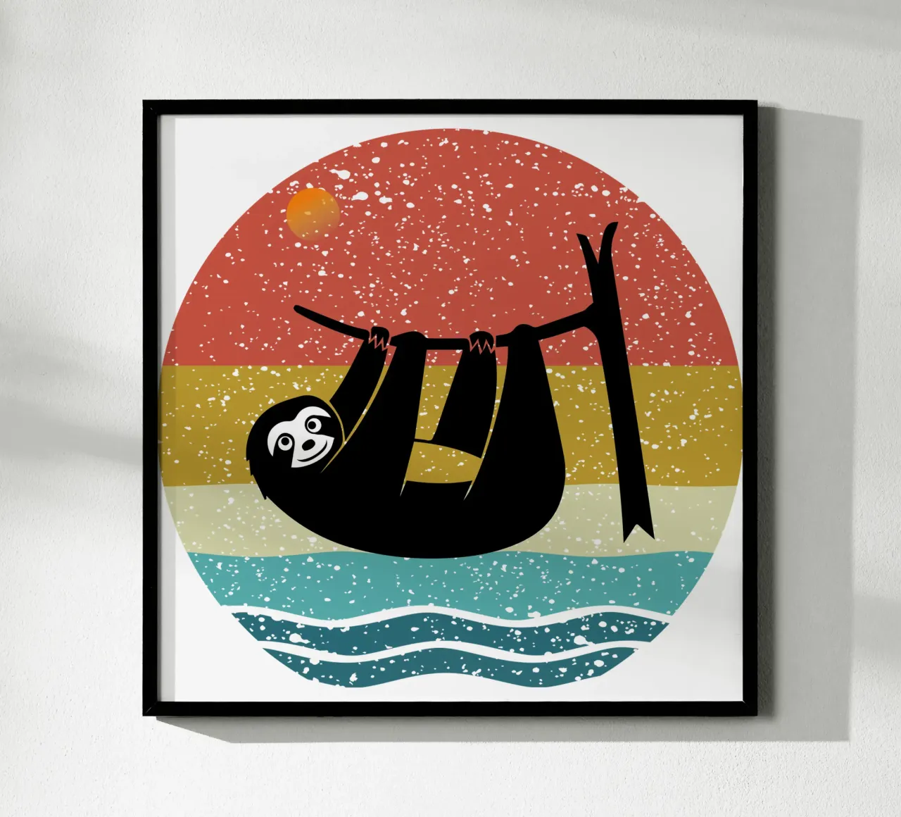 Sloth Shilouette retro design carta hahnemühle da rivariahill