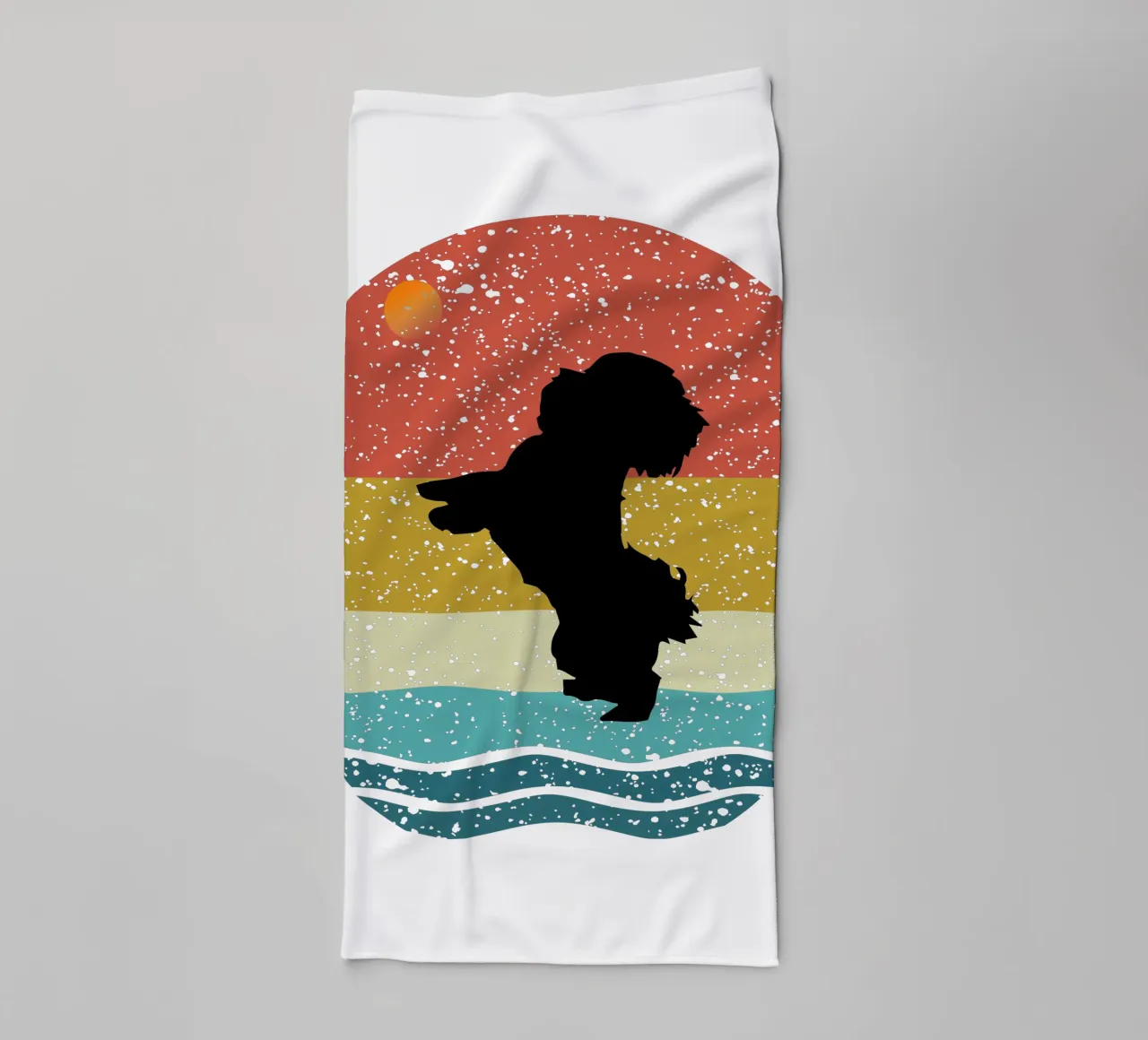 Shih Tzu Shilouette design retrò asciugamano da bagno da rivariahill