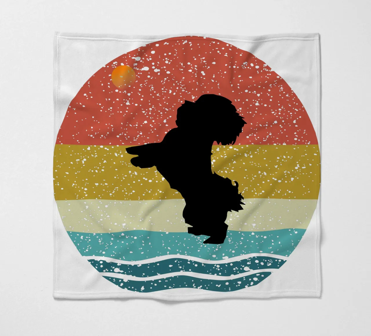Shih Tzu Shilouette design retrò coperta in pile da rivariahill