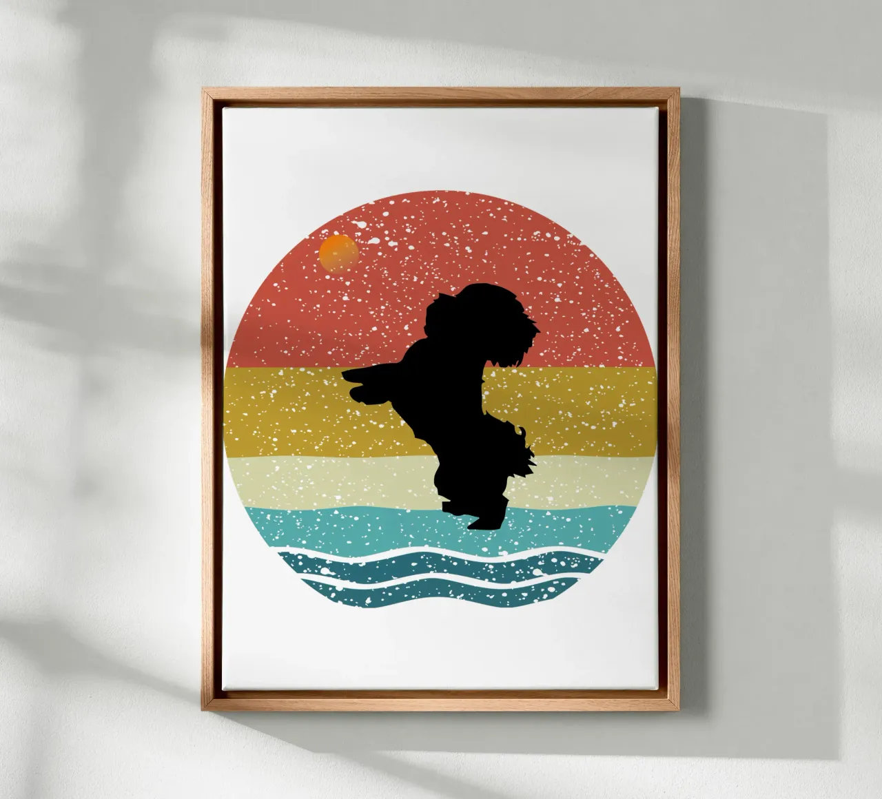 Shih Tzu Shilouette design retrò tela con Cornice a cassetta da rivariahill