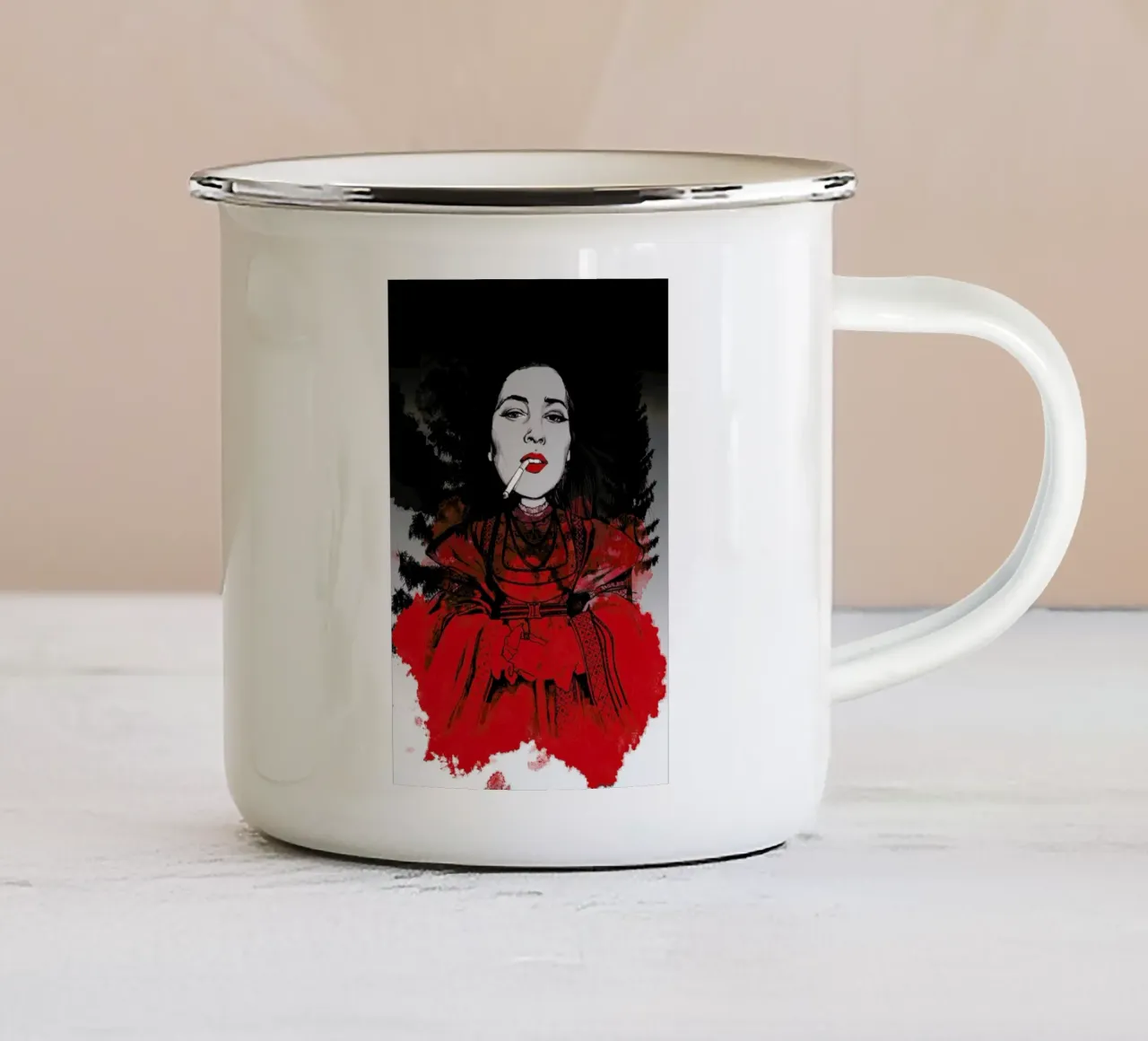 Fairy Tale Red tazza in smalto da Agnes KR Patience