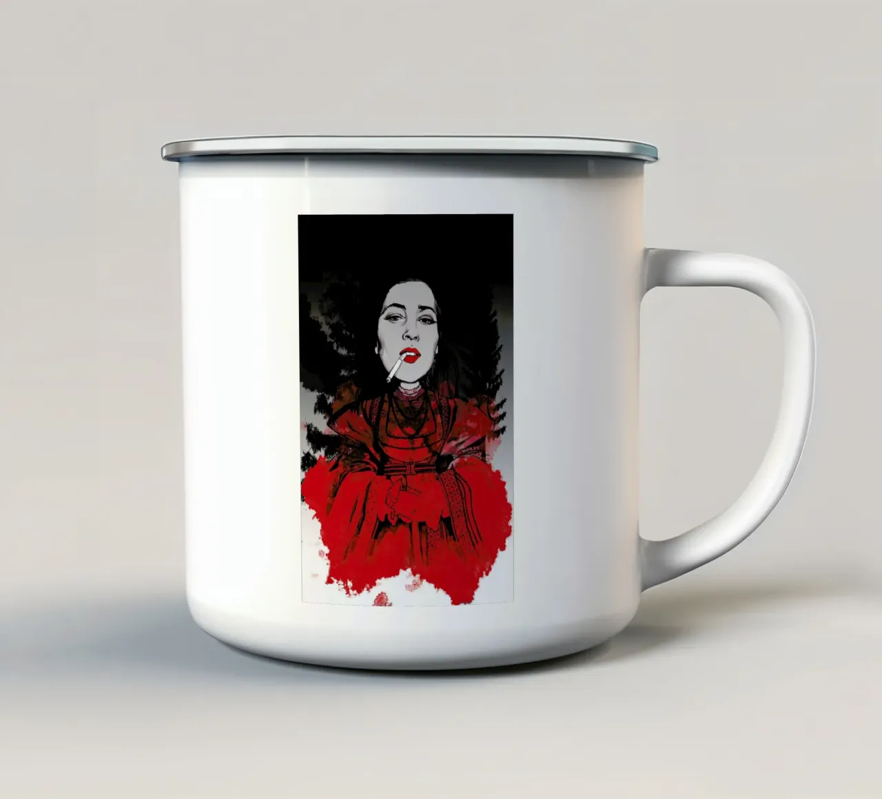 Fairy Tale Red tazza in smalto da Agnes KR Patience