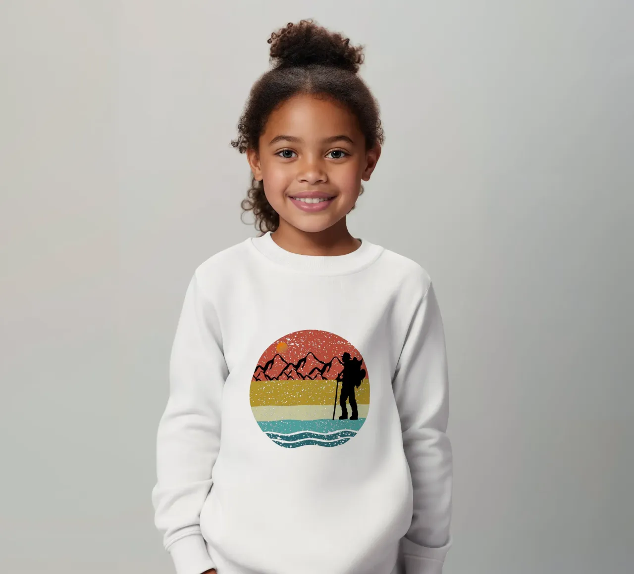 hiking Shilouette retro design felpa bambino da rivariahill