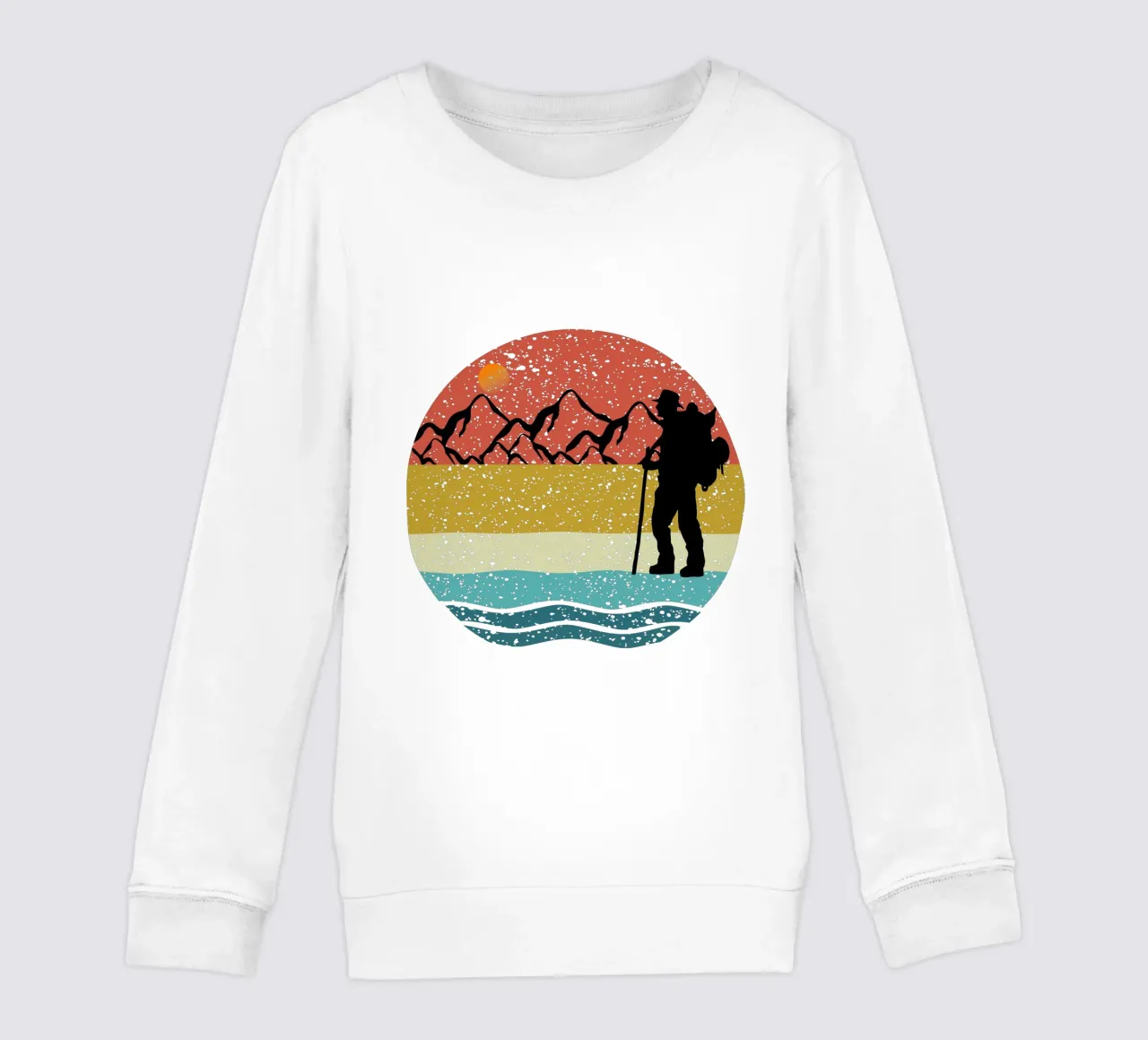 hiking Shilouette retro design felpa bambino da rivariahill