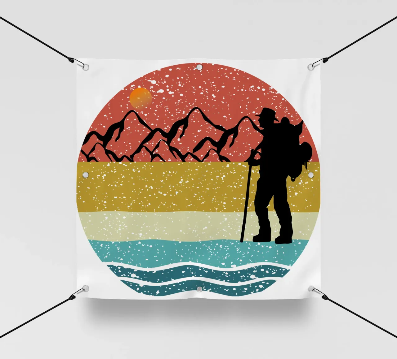 hiking Shilouette retro design telo in pvc da rivariahill
