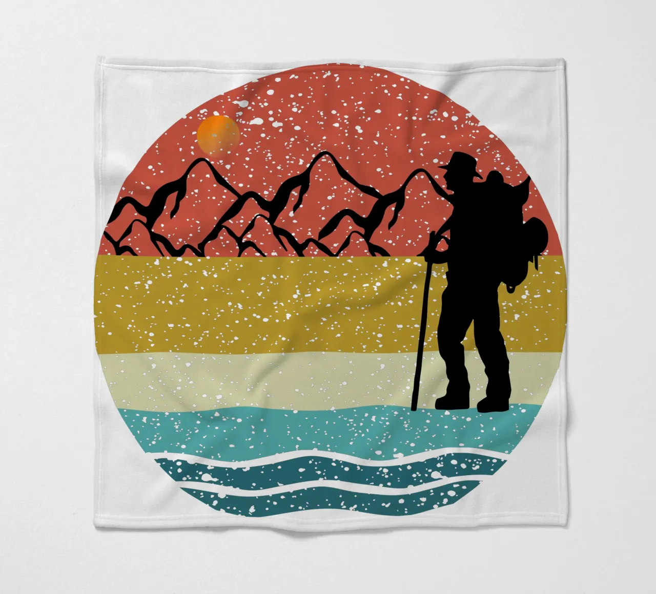 hiking Shilouette retro design coperta in pile da rivariahill