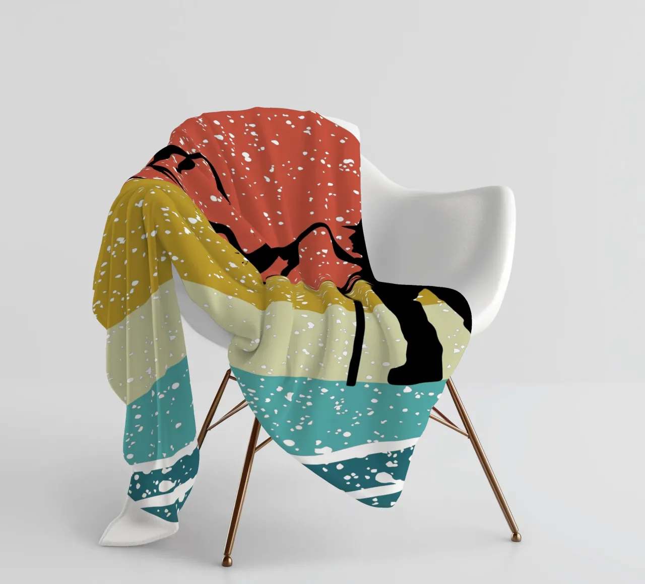 hiking Shilouette retro design coperta in pile da rivariahill