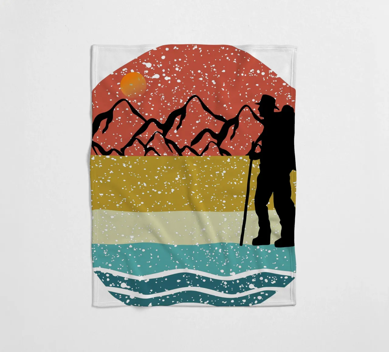 hiking Shilouette retro design coperta in pile da rivariahill