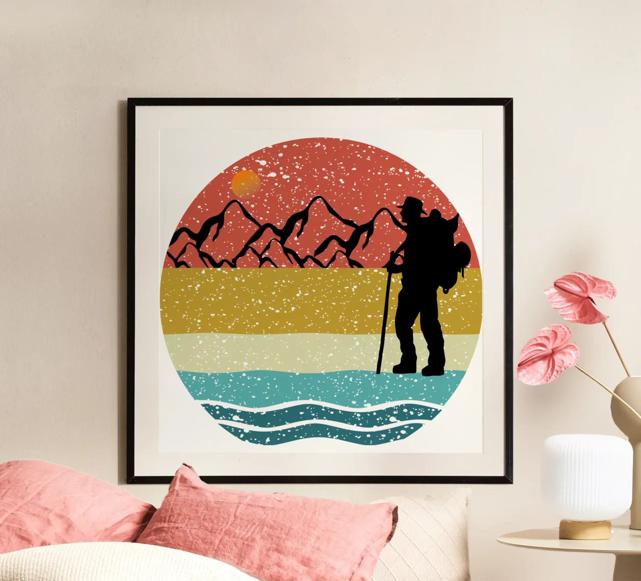 hiking Shilouette retro design carta hahnemühle da rivariahill