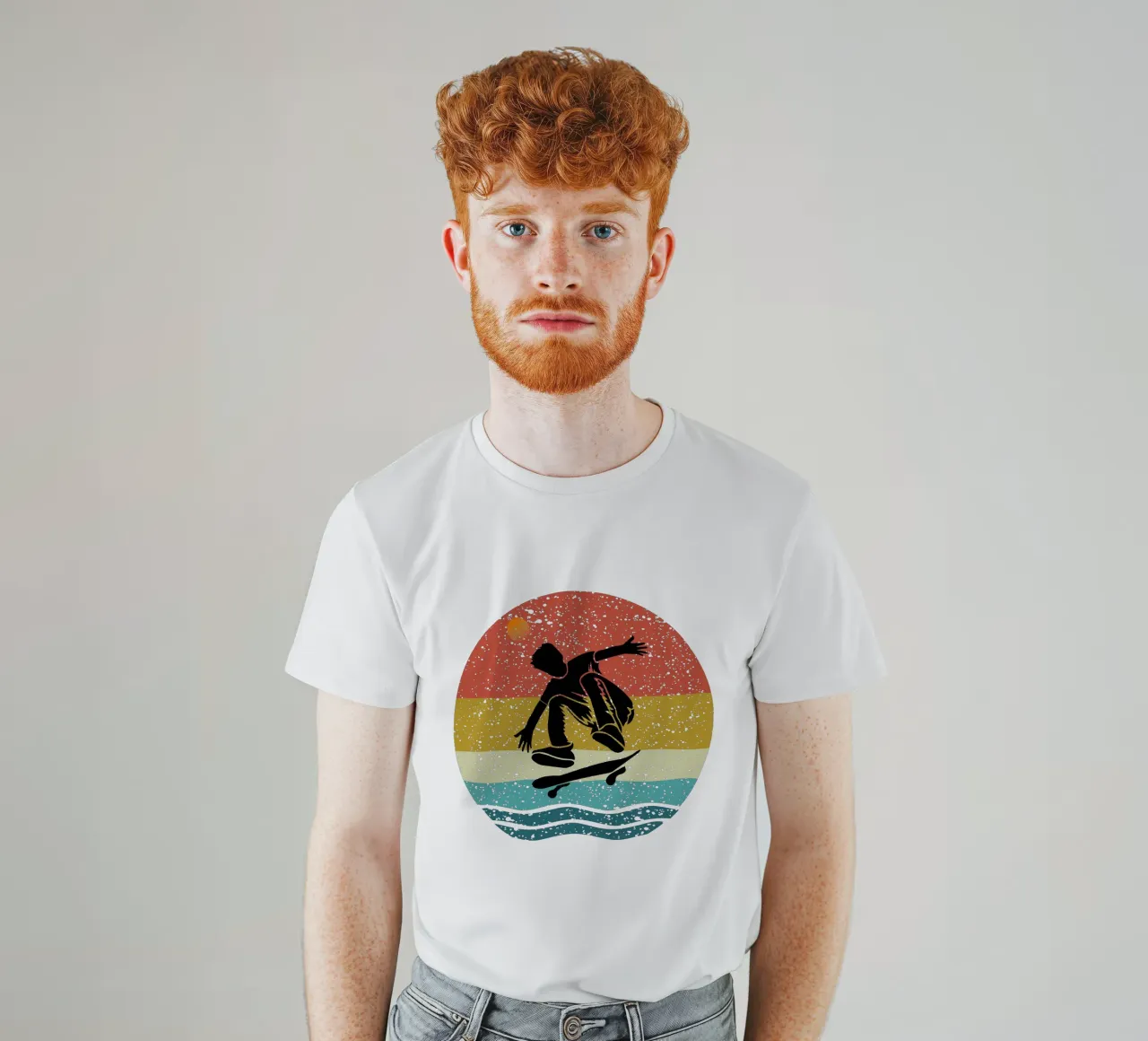 Shilouette retro design skateboard t-shirt van rivariahill