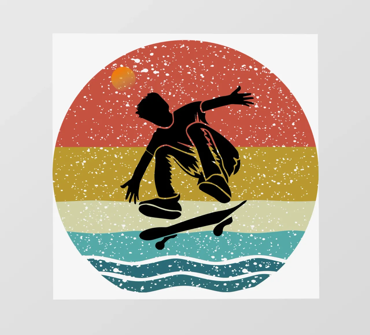 Shilouette, skateboard dal design retrò telo in pvc da rivariahill