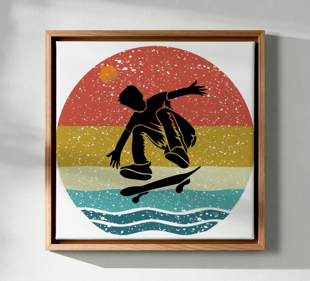 Shilouette, skateboard dal design retrò tela con Cornice a cassetta da rivariahill