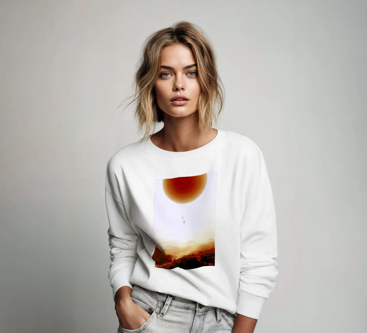 Descent of two skydivers over an alien red desert planet Sweatshirt von Stoian Hitrov