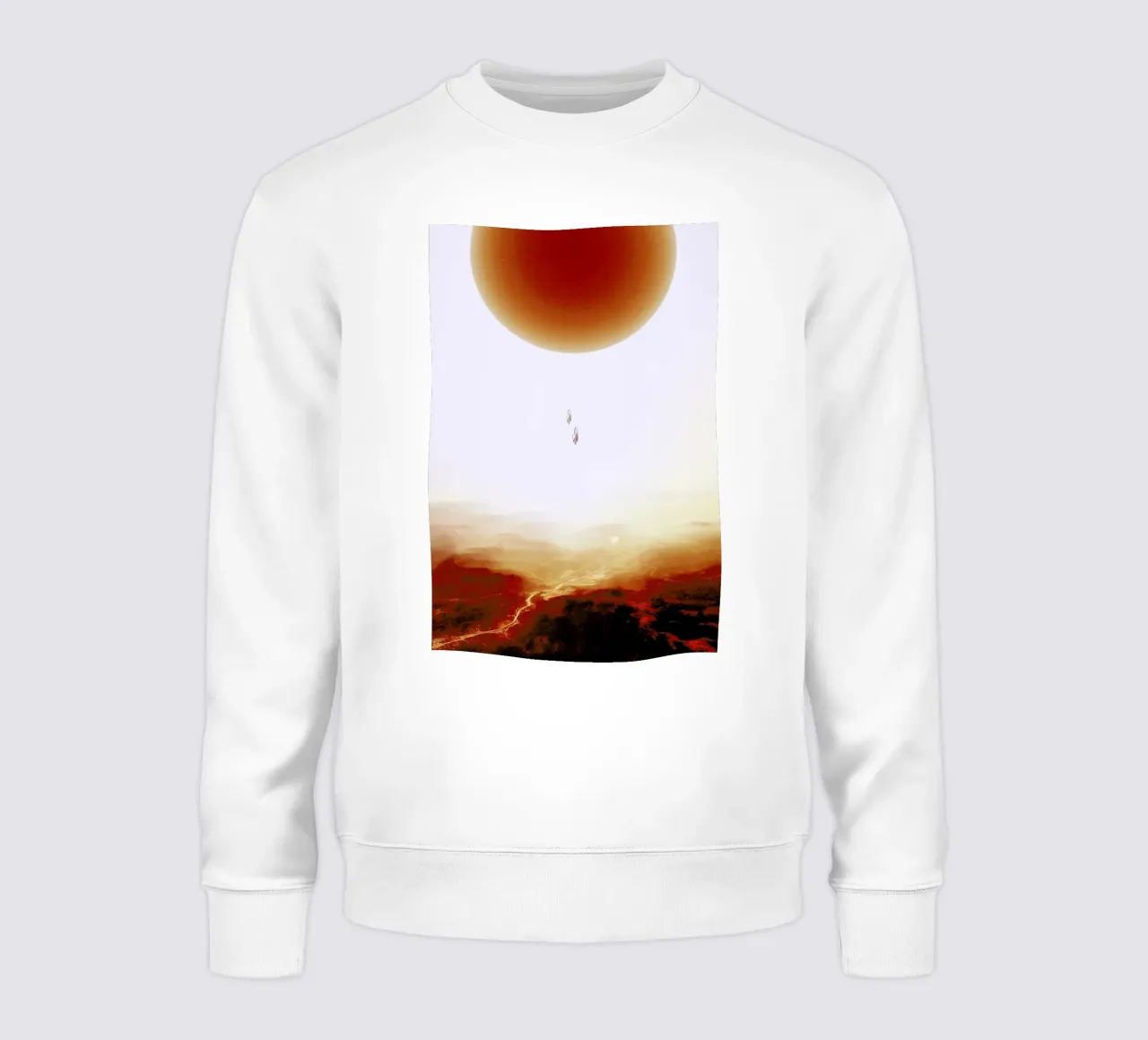 Descent of two skydivers over an alien red desert planet Sweatshirt von Stoian Hitrov