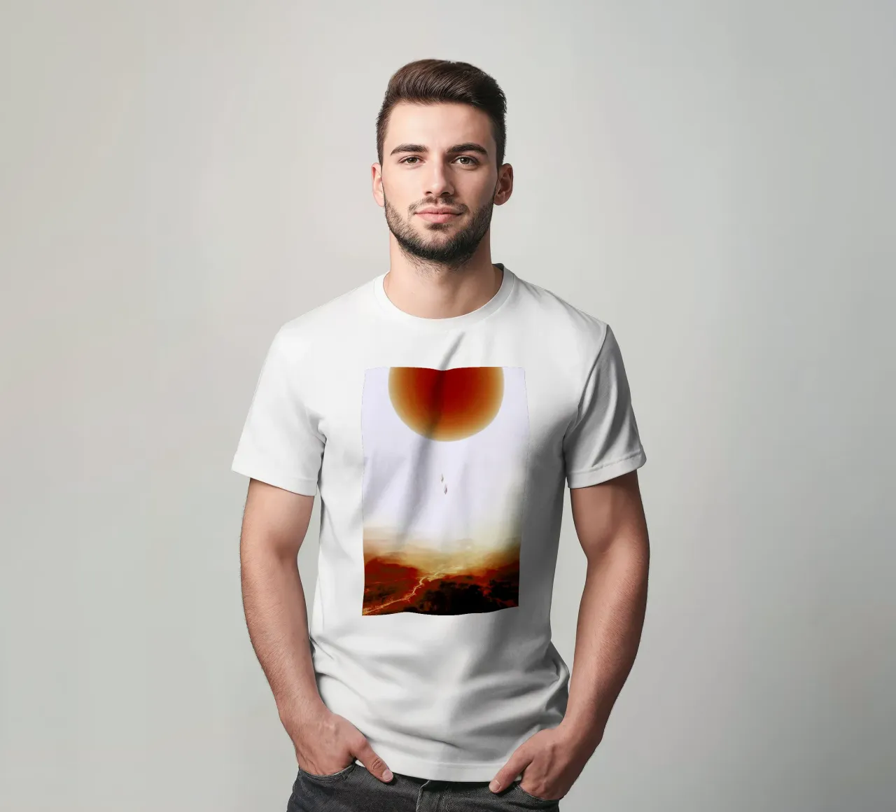 Descent of two skydivers over an alien red desert planet T-Shirt von Stoian Hitrov