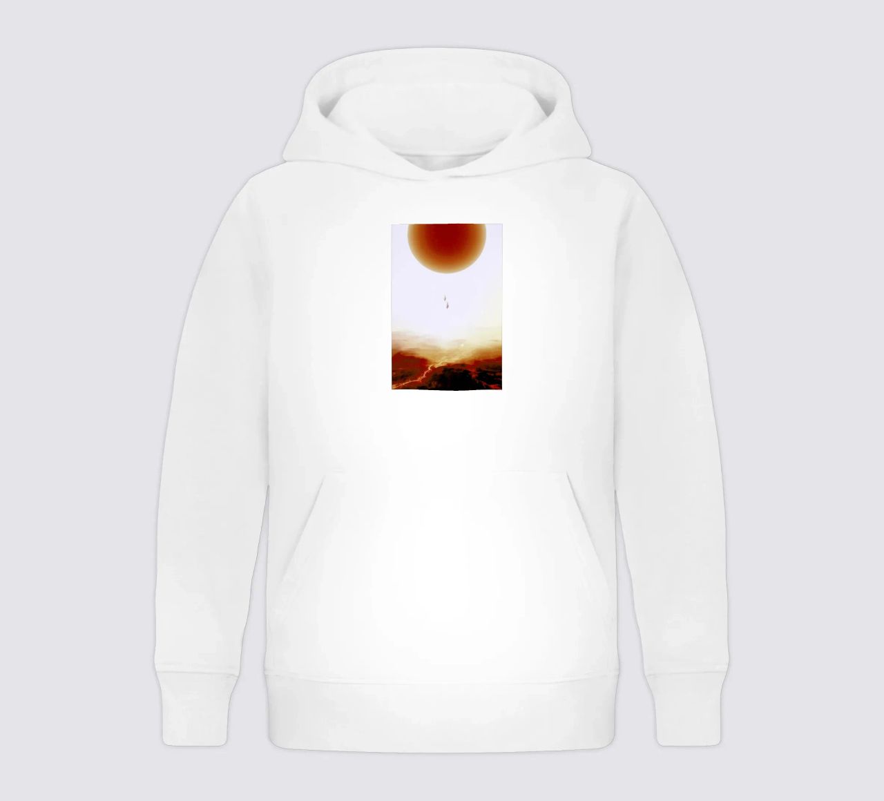 Descent of two skydivers over an alien red desert planet felpa bambino con cappuccio da Stoian Hitrov