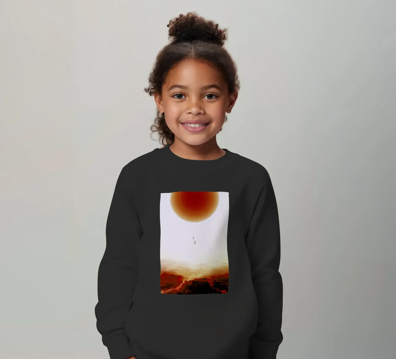 Descent of two skydivers over an alien red desert planet felpa bambino da Stoian Hitrov