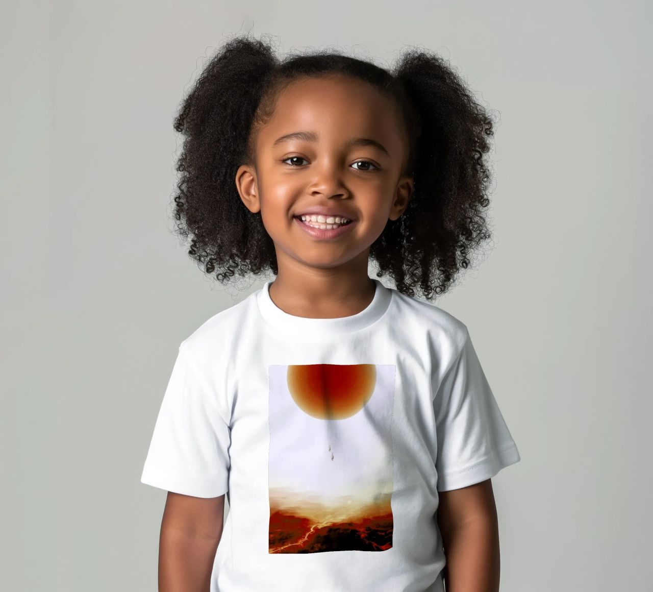Descent of two skydivers over an alien red desert planet t-shirt bambini da Stoian Hitrov