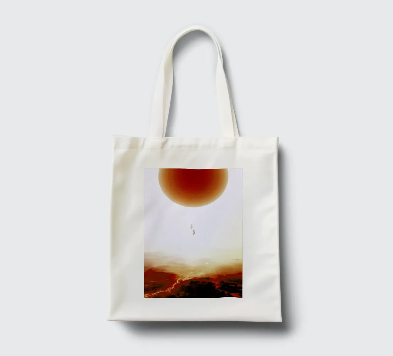 Descent of two skydivers over an alien red desert planet borsa in juta da Stoian Hitrov