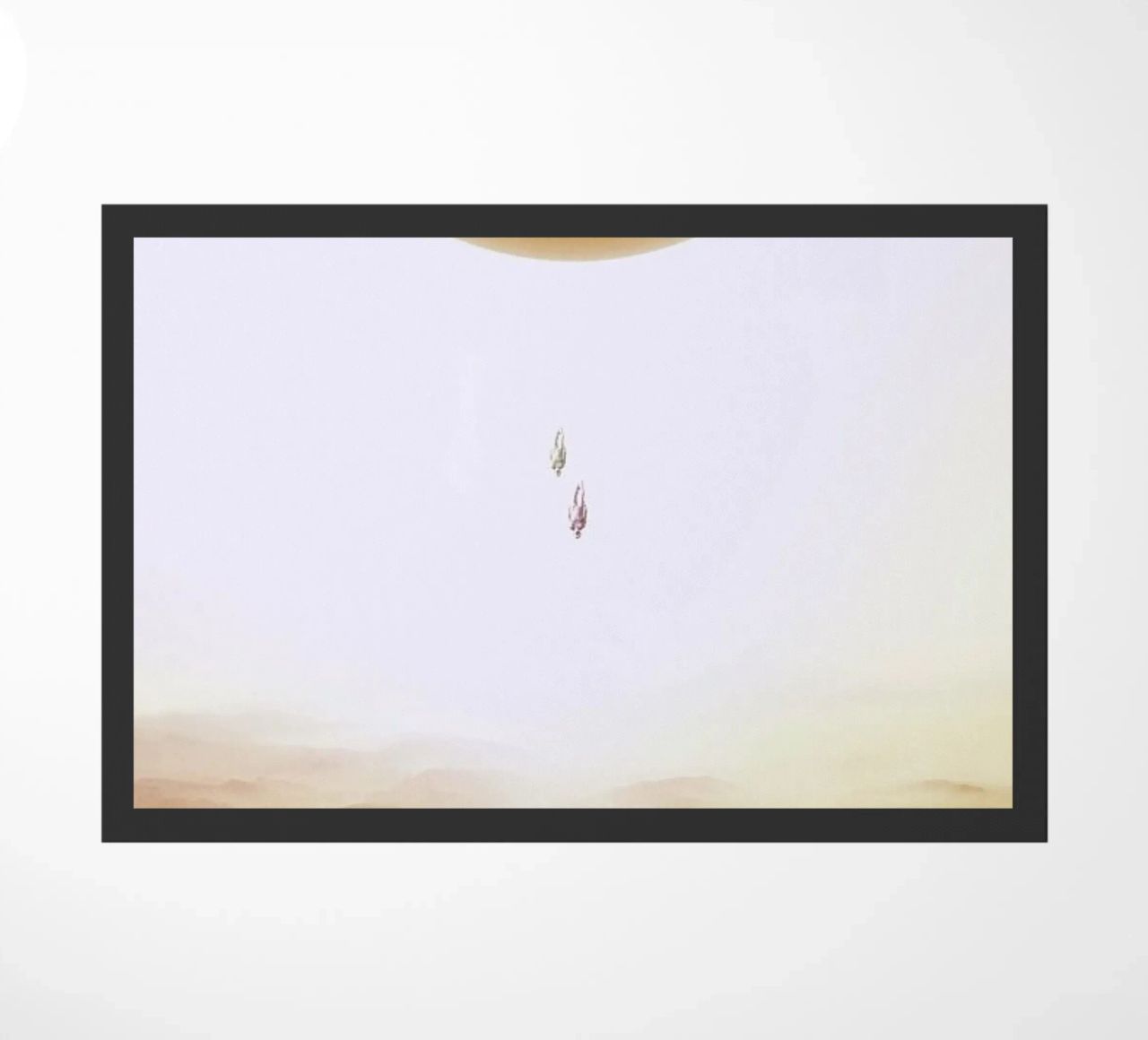 Descent of two skydivers over an alien red desert planet zerbino da Stoian Hitrov
