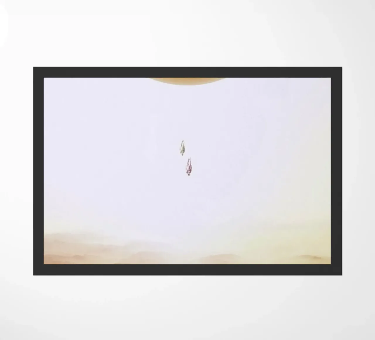 Descent of two skydivers over an alien red desert planet doormat by Stoian Hitrov