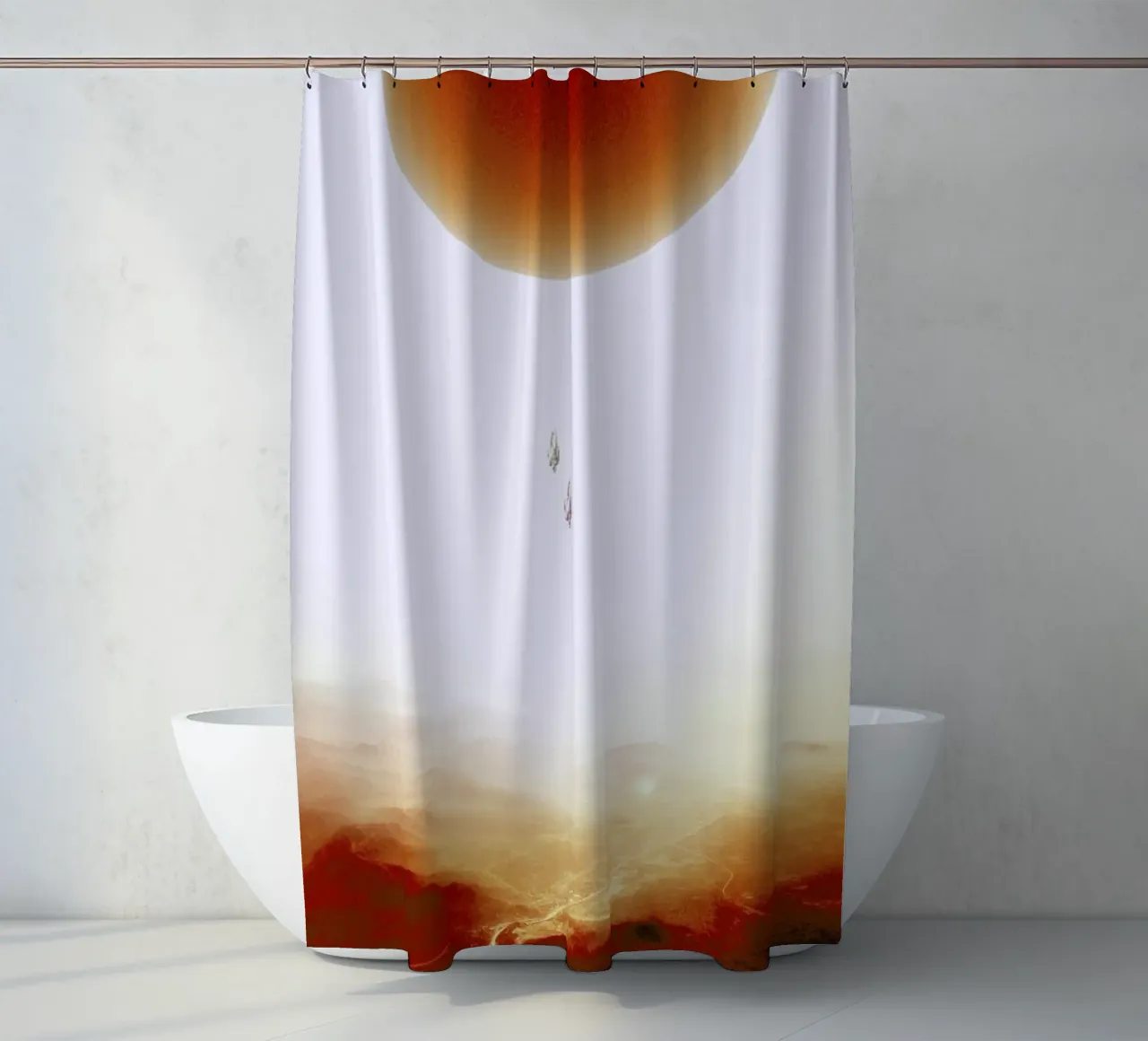 Descent of two skydivers over an alien red desert planet tenda da doccia da Stoian Hitrov