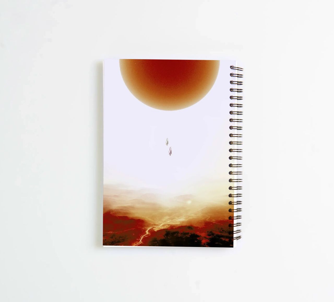 Descent of two skydivers over an alien red desert planet diario ad anelli da Stoian Hitrov