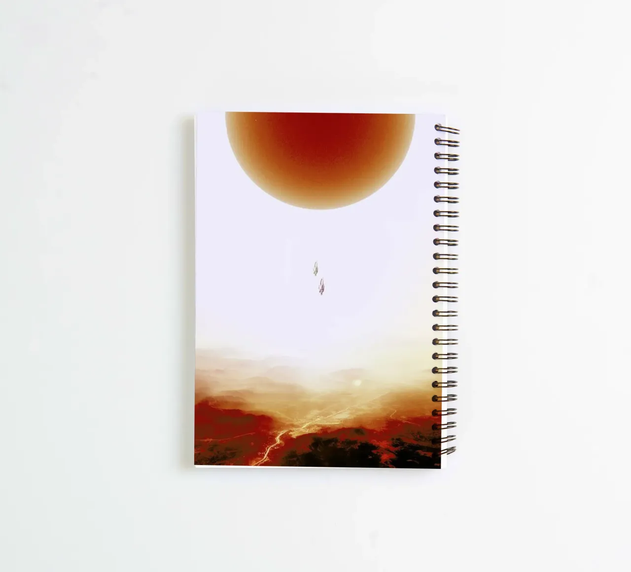 Descent of two skydivers over an alien red desert planet diario ad anelli da Stoian Hitrov