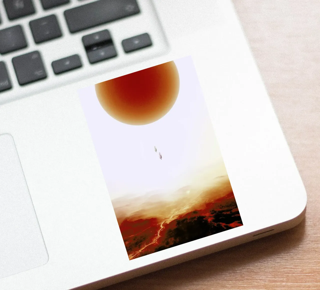 Descent of two skydivers over an alien red desert planet adesivo da Stoian Hitrov