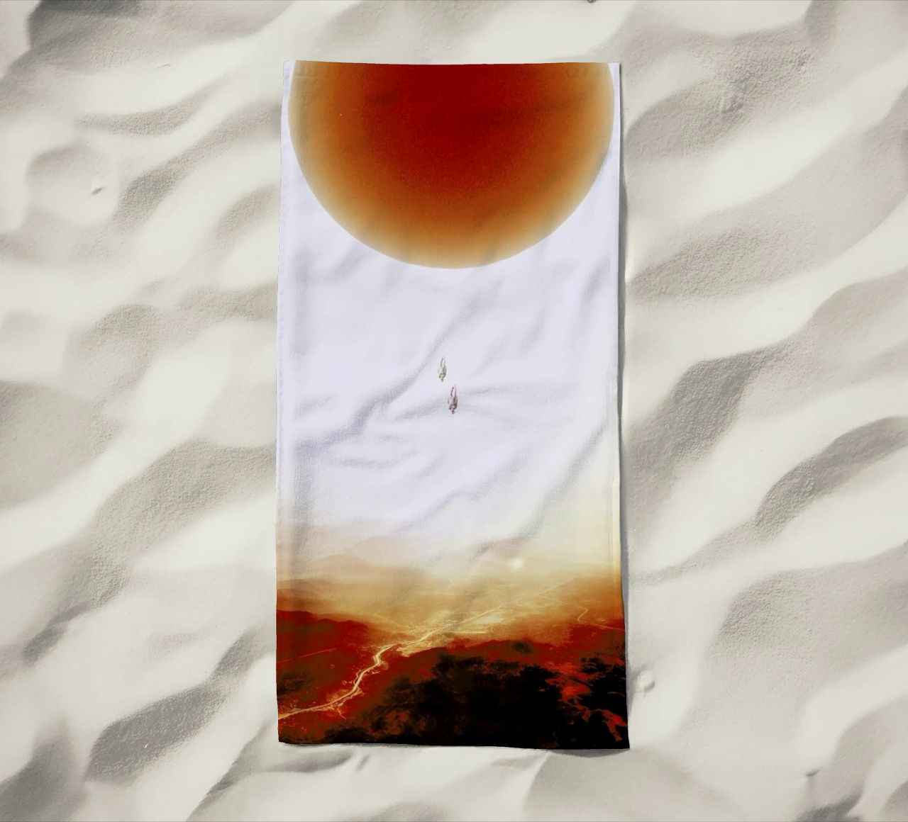Descent of two skydivers over an alien red desert planet telo mare da Stoian Hitrov