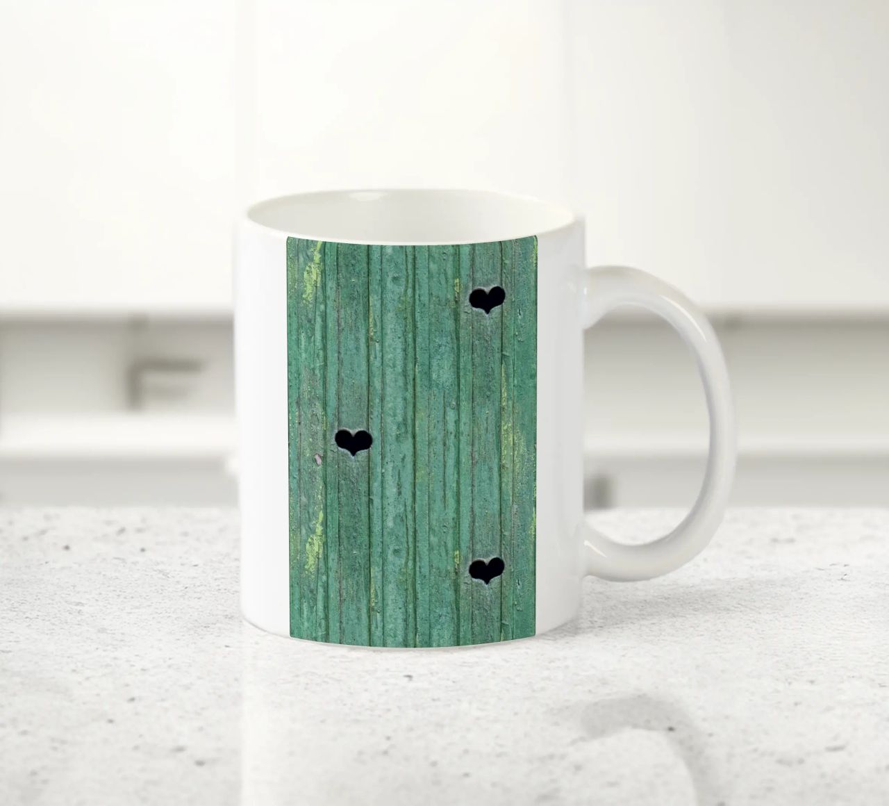 Un tocco d'amore rustico - Porta in legno con ritagli di cuore tazza in ceramica da Curious Collections by Marielle Leenders