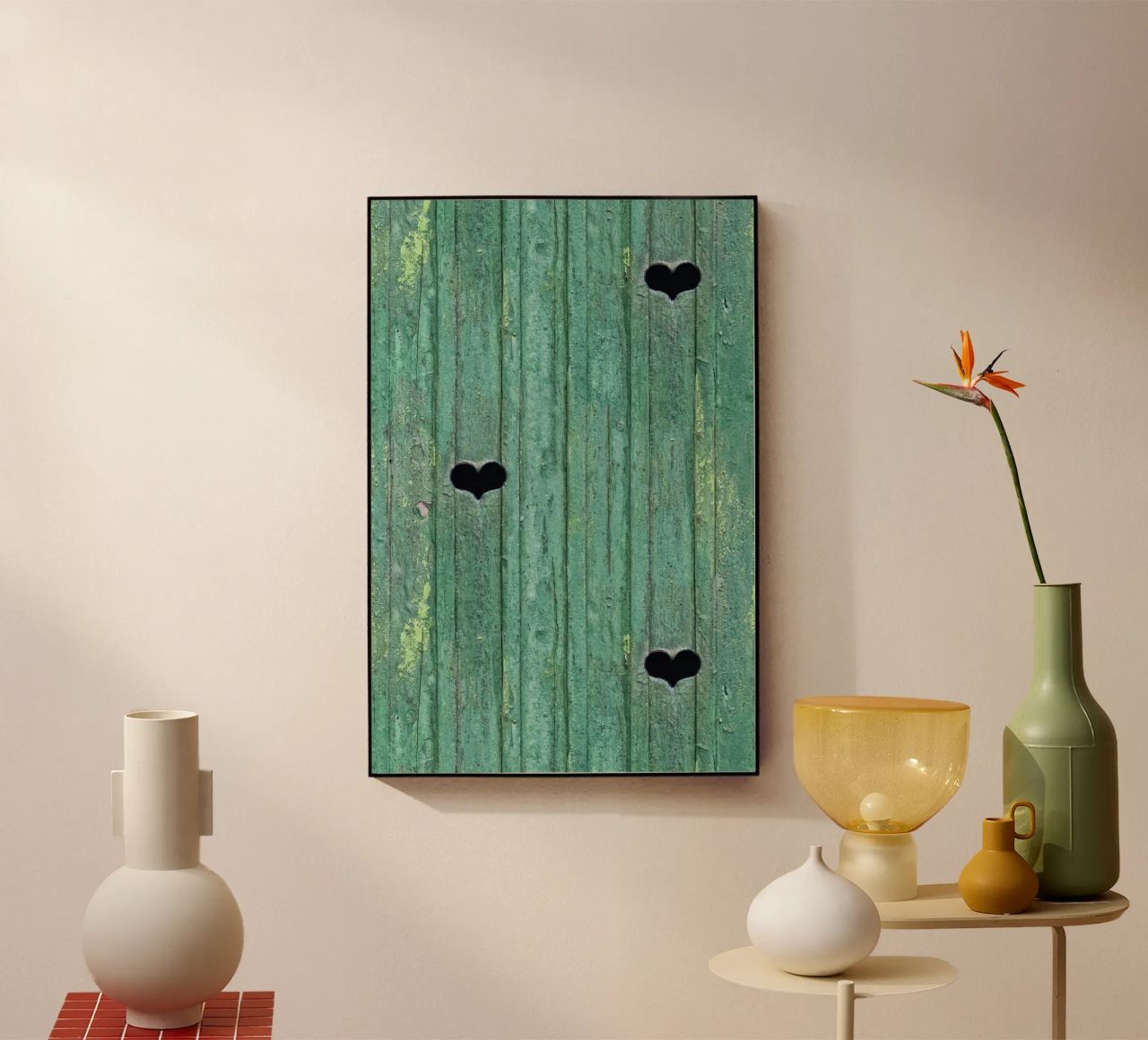 Un tocco d'amore rustico - Porta in legno con ritagli di cuore plexiglass da Curious Collections by Marielle Leenders
