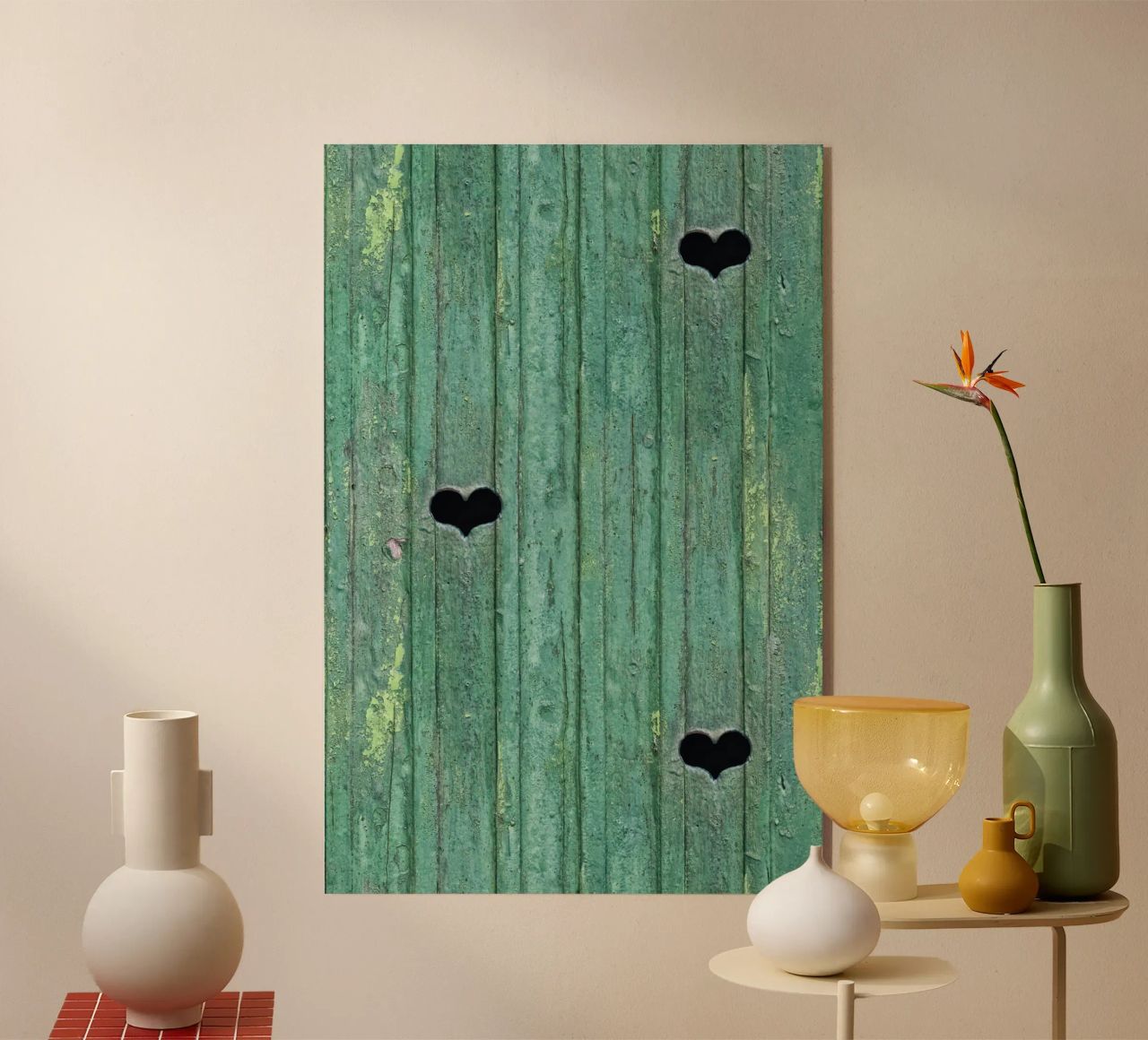 Un tocco d'amore rustico - Porta in legno con ritagli di cuore plexiglass da Curious Collections by Marielle Leenders