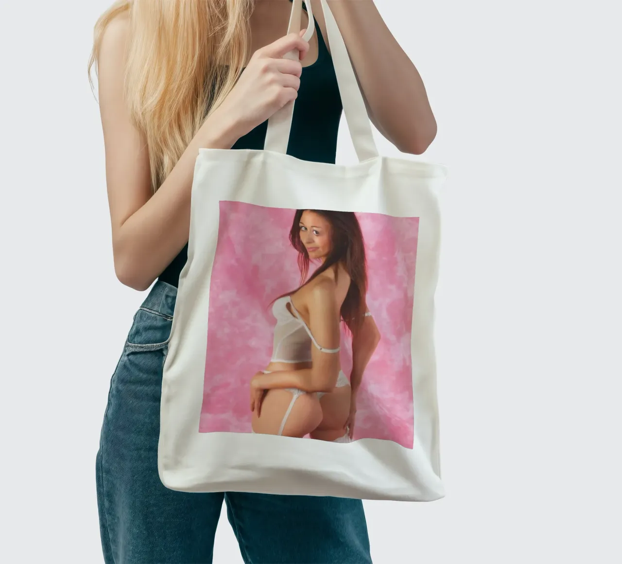 Biancheria intima bianca borsa in juta da Dave Hare Photography