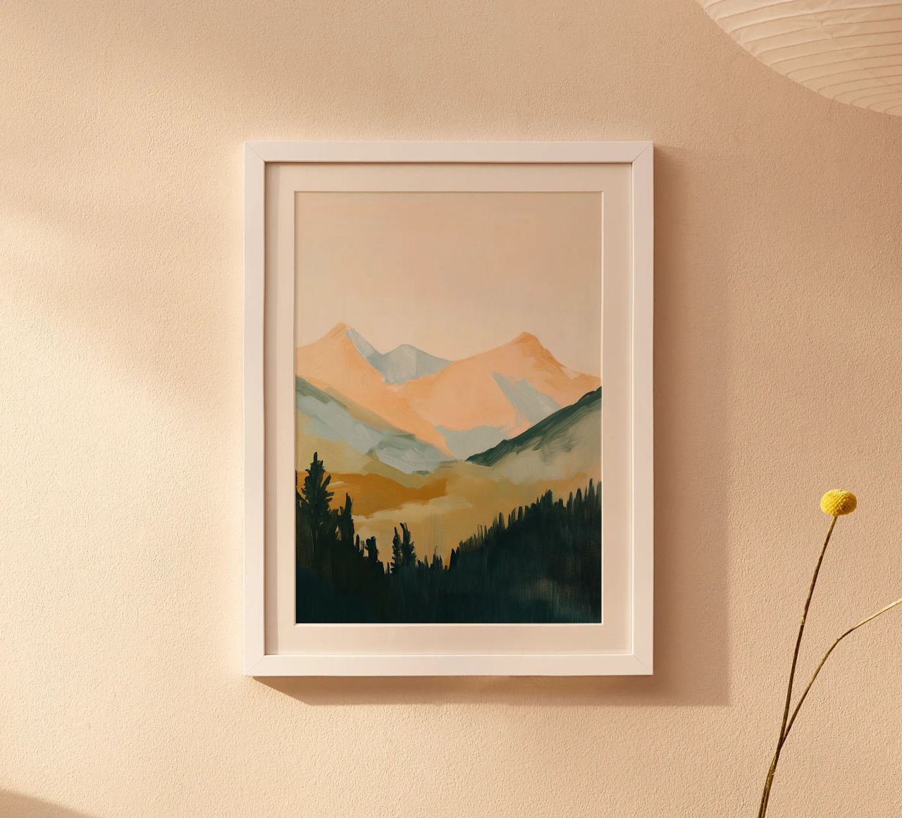 mountains forest beige nature minimalist poster by Euphoria Theresa