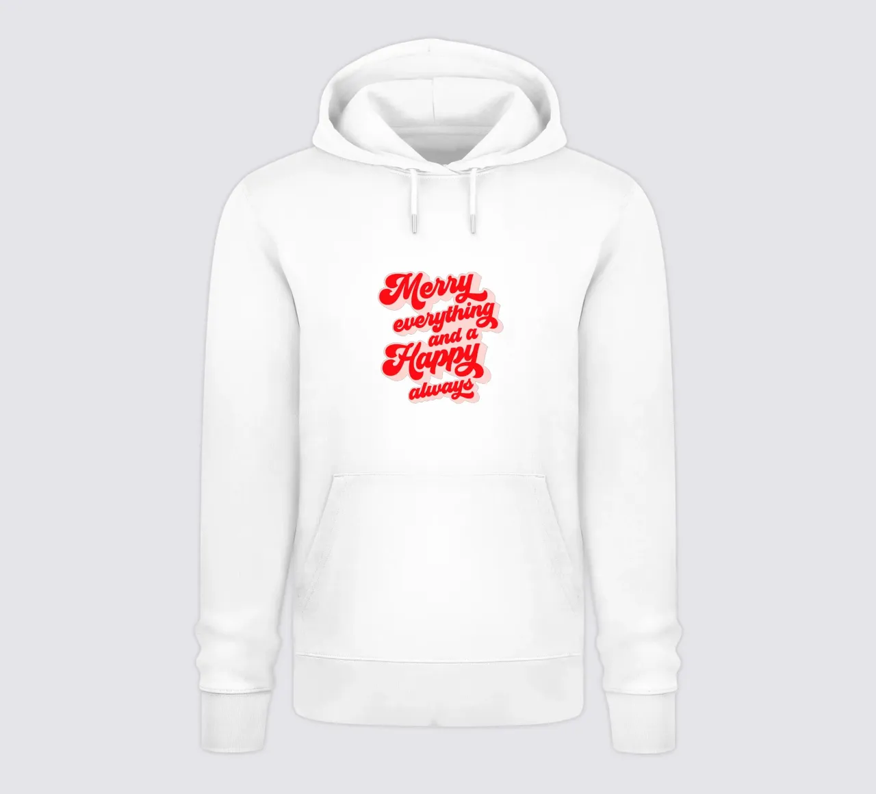 Retro Holiday Greetings 'MERRY EVERYTHING' Red on White felpa con cappuccio da Dominique Vari Words