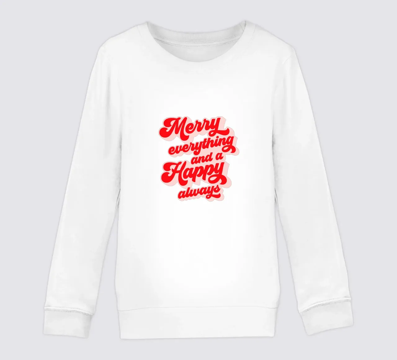 Retro Holiday Greetings 'MERRY EVERYTHING' Red on White felpa bambino da Dominique Vari Words