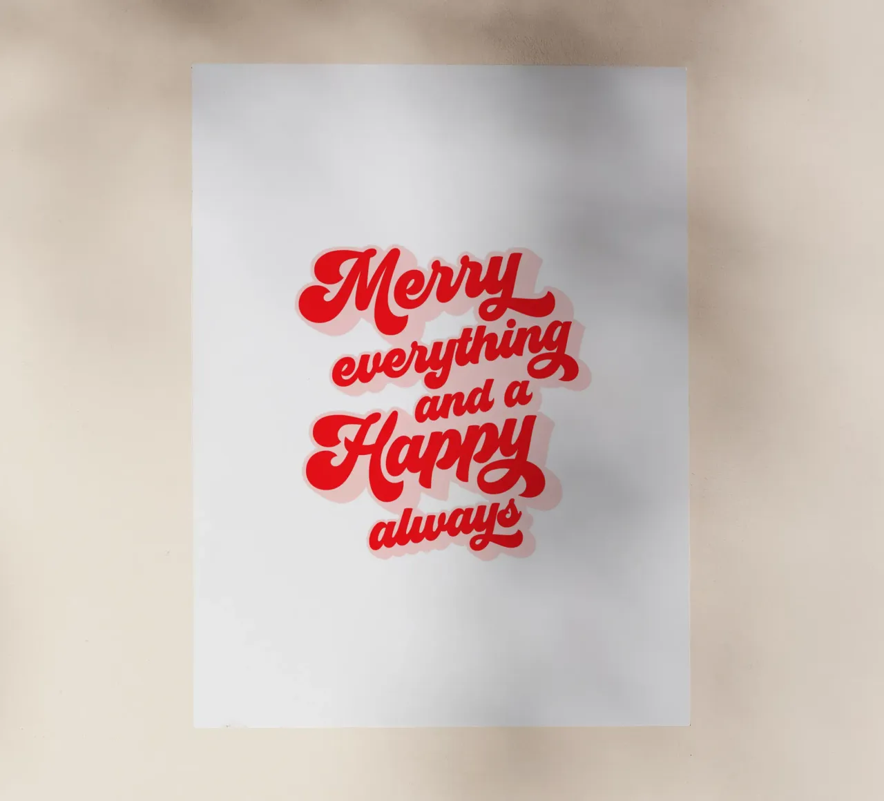 Retro Holiday Greetings 'MERRY EVERYTHING' Red on White pellicola backlit da Dominique Vari Words