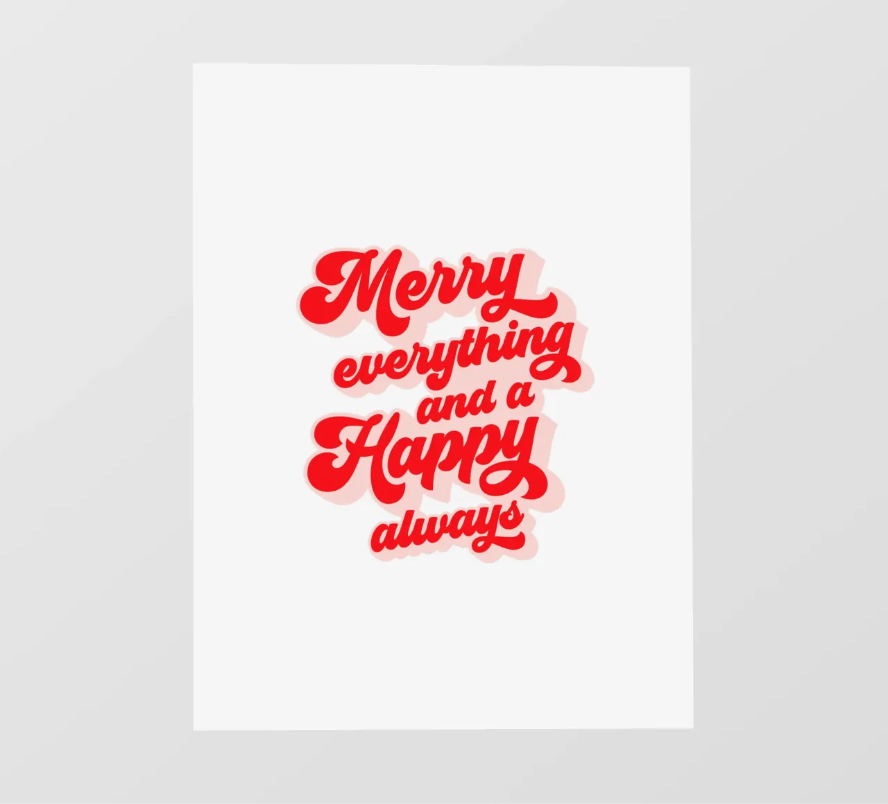 Retro Holiday Greetings 'MERRY EVERYTHING' Red on White pellicola backlit da Dominique Vari Words