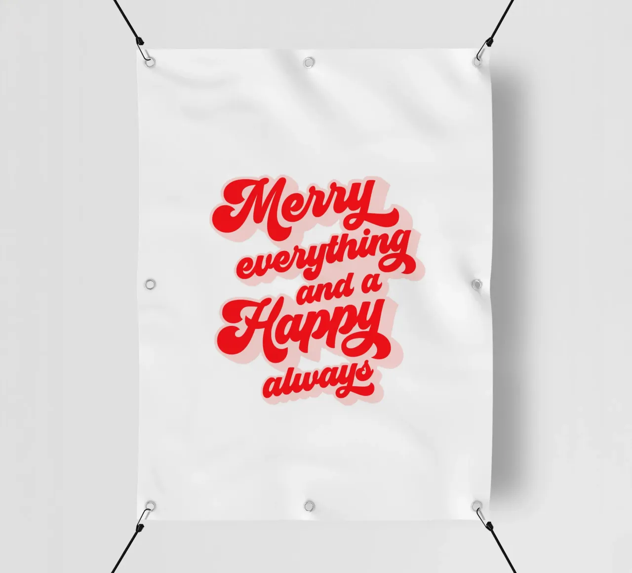 Retro Holiday Greetings 'MERRY EVERYTHING' Red on White telo in pvc da Dominique Vari Words