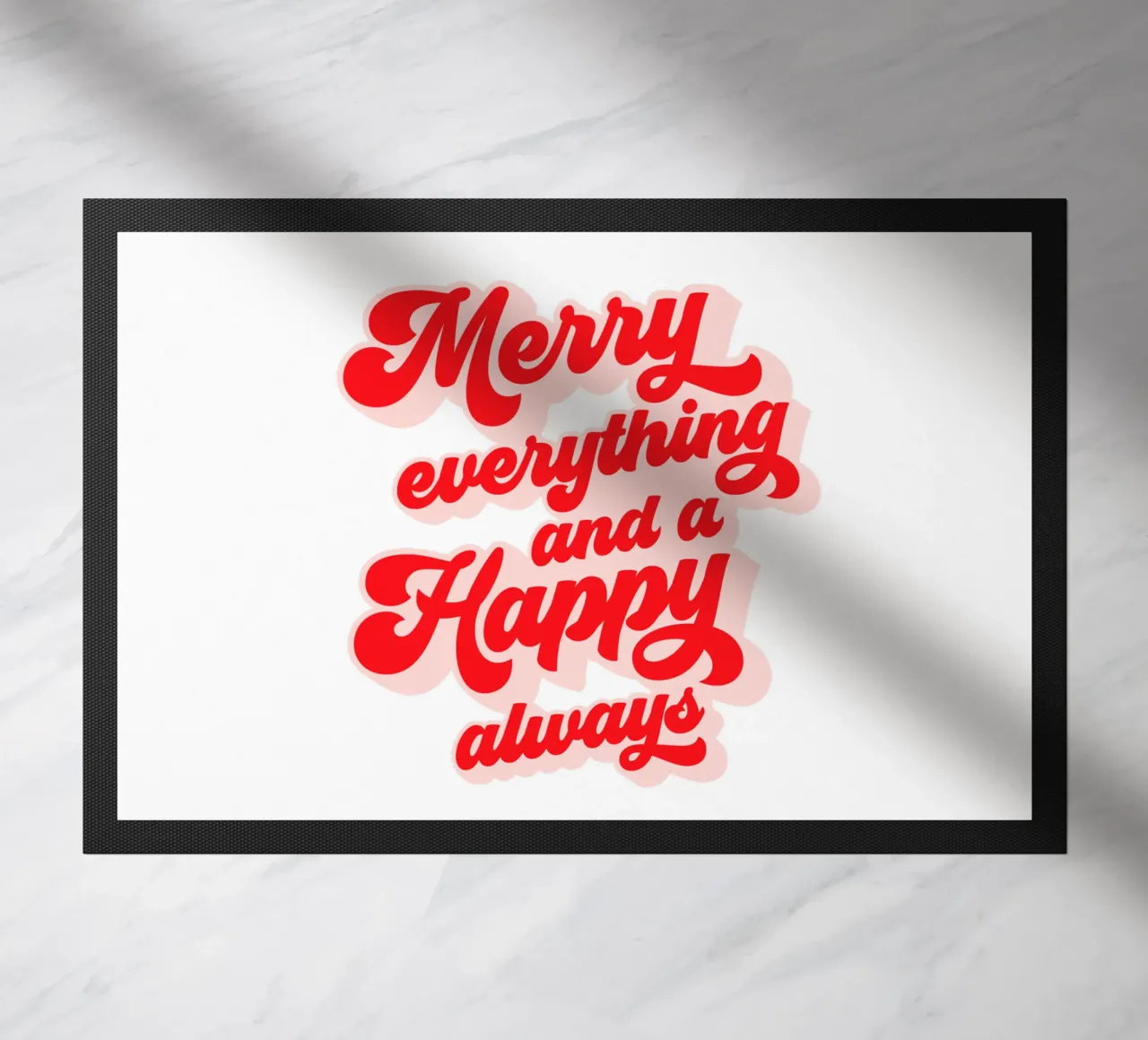 Retro Holiday Greetings 'MERRY EVERYTHING' Red on White zerbino da Dominique Vari Words