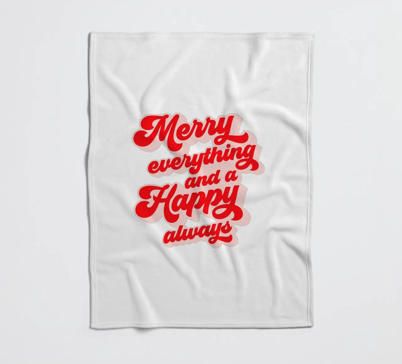 Retro Holiday Greetings 'MERRY EVERYTHING' Red on White coperta in pile da Dominique Vari Words