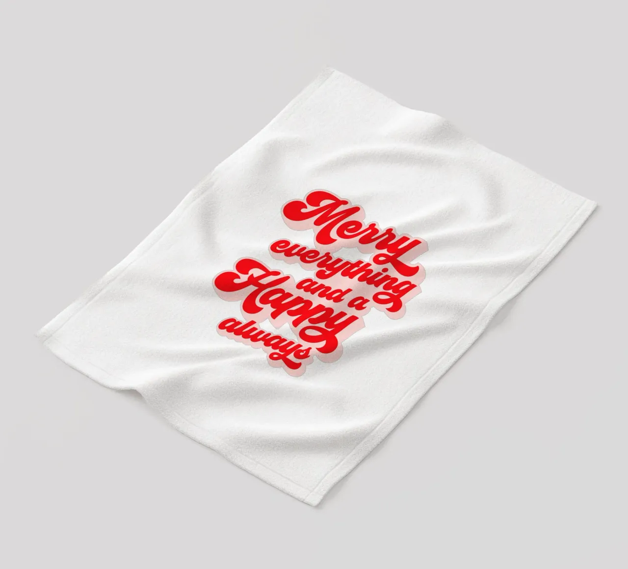 Retro Holiday Greetings 'MERRY EVERYTHING' Red on White coperta in pile da Dominique Vari Words