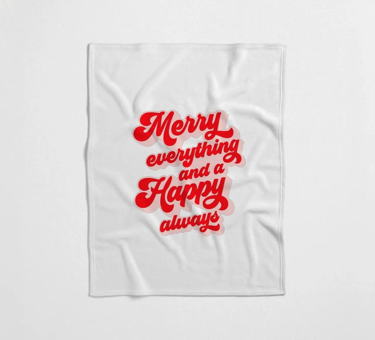 Retro Holiday Greetings 'MERRY EVERYTHING' Red on White coperta in pile da Dominique Vari Words