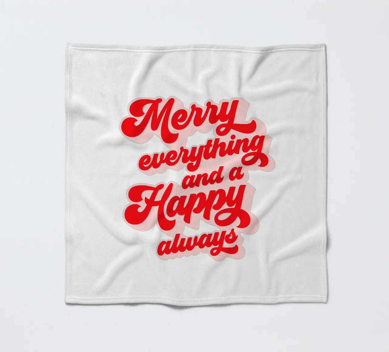 Retro Holiday Greetings 'MERRY EVERYTHING' Red on White coperta in pile da Dominique Vari Words