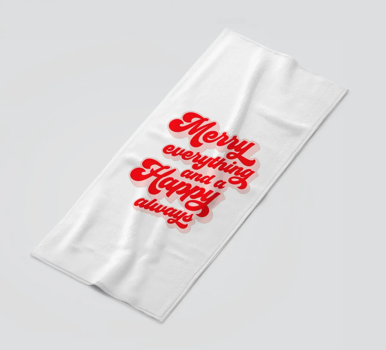 Retro Holiday Greetings 'MERRY EVERYTHING' Red on White telo mare da Dominique Vari Words